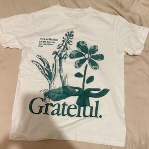 White T-Shirt with Green Graphic Print